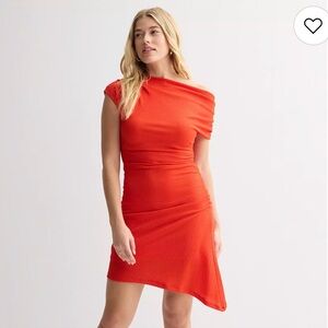INTEMPO Women's One-Shoulder Orange Asymmetric Dress